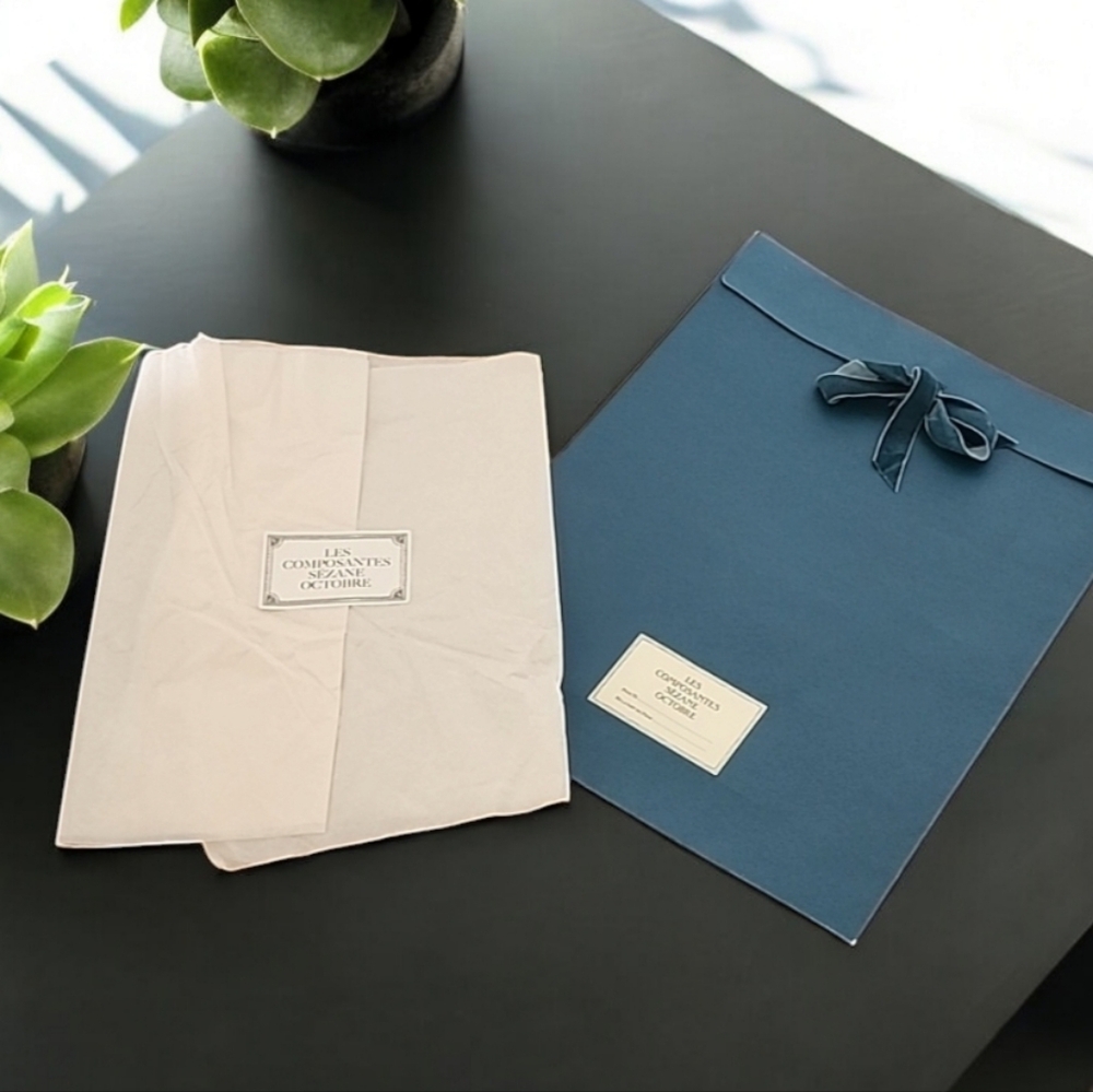 SEZANE Blue Paper Gift Bag Tissue Wrap for Scarf Pouch Purse Wrapping France - Picture 1 of 10